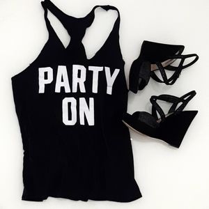 PINK VS black Party On tstrap tank